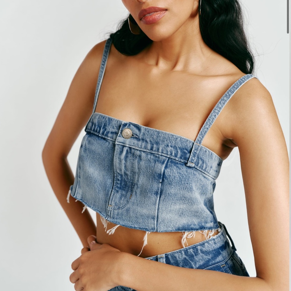 Reformation Ami Denim Cropped Tank Top